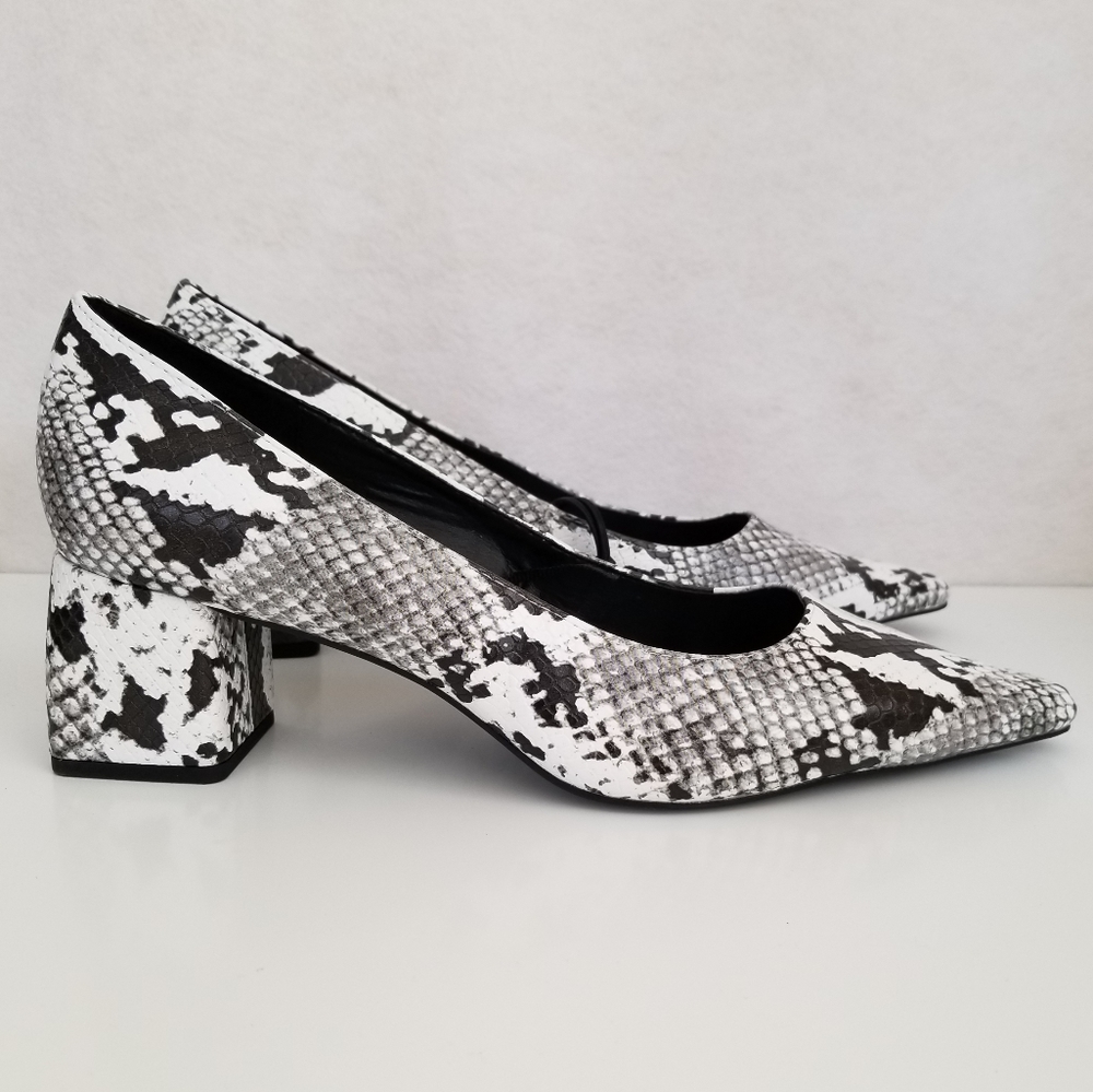 New Zara Trafaluc Python Snakeskin Block Heels - image 1